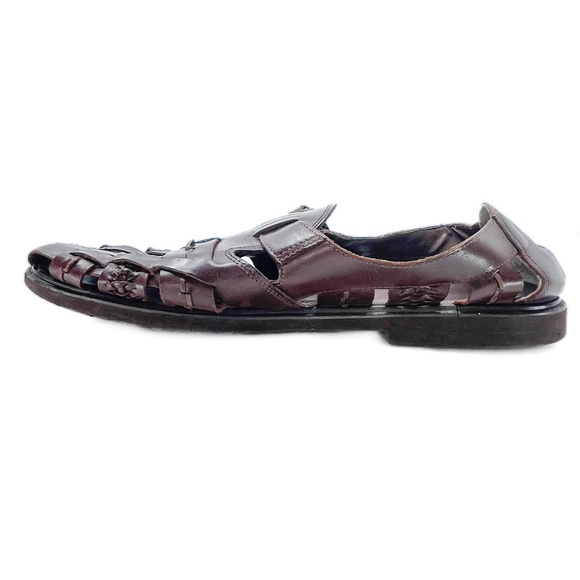 Men's Brown Leather Woven Sandals - Picture 4 of 10